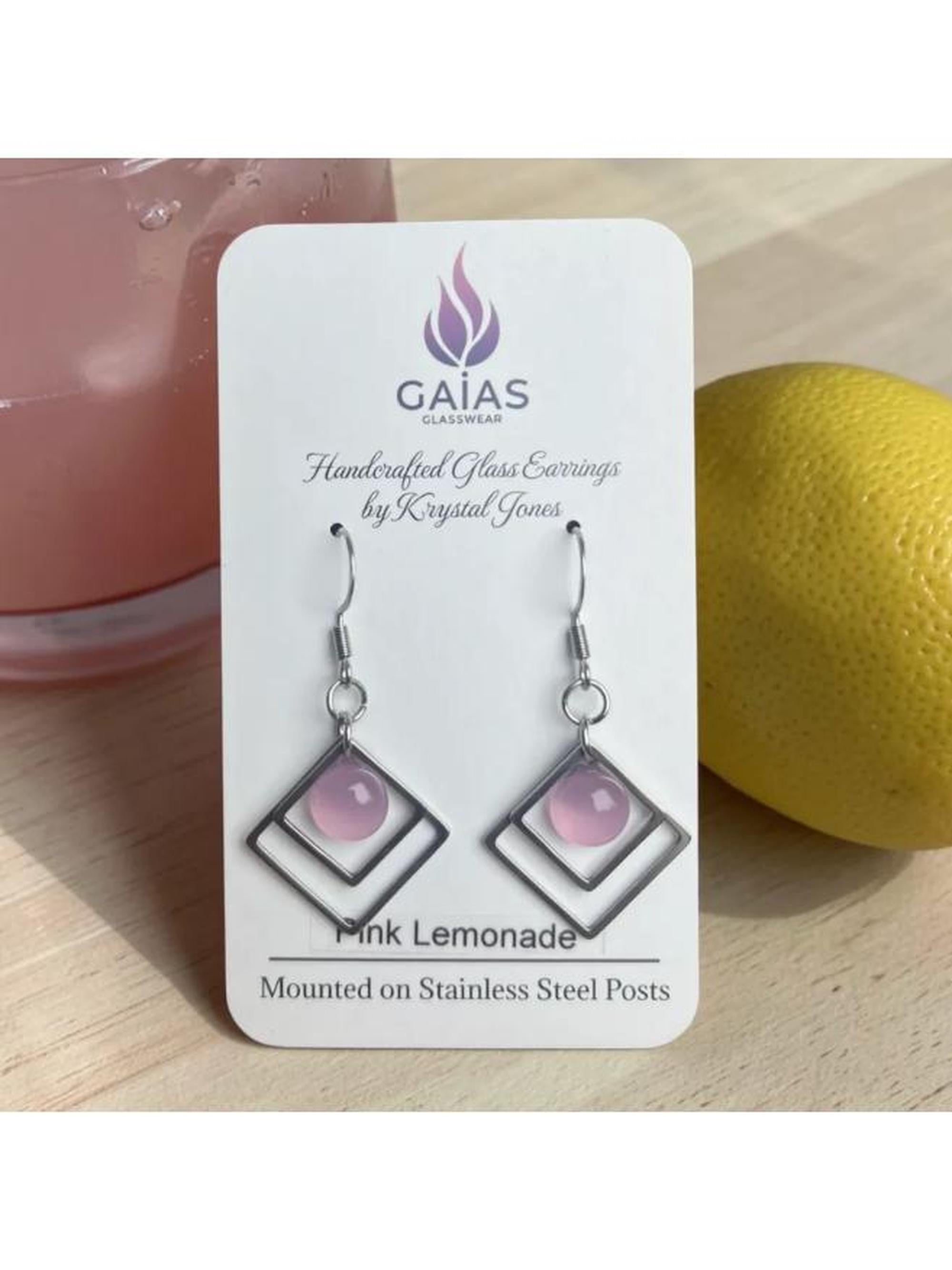 Pink Lemonade | Geometric Fused Glass Earring
